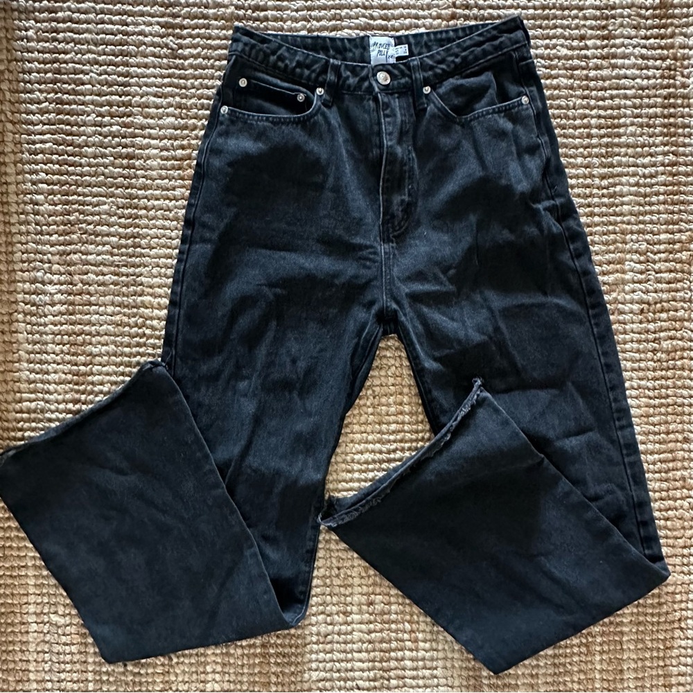 Princess Polly Black Denim Flared Jeans
